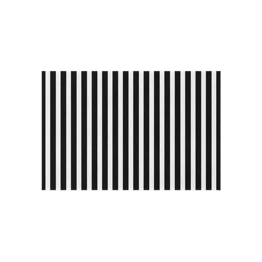 Black and White Stripe Indoor/Outdoor Rug | Patio Mat, Modern Chevron-Free Design