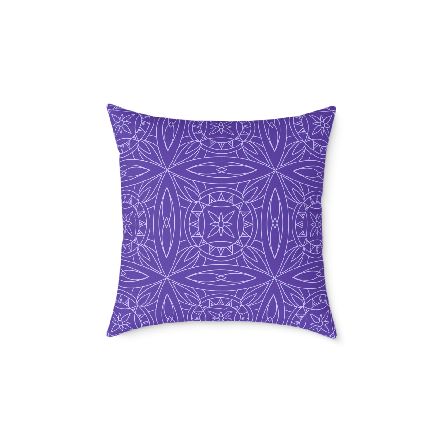 Geometric Kaleidoscope Pattern Square Pillow | Purple White Tile Decorative Pillow