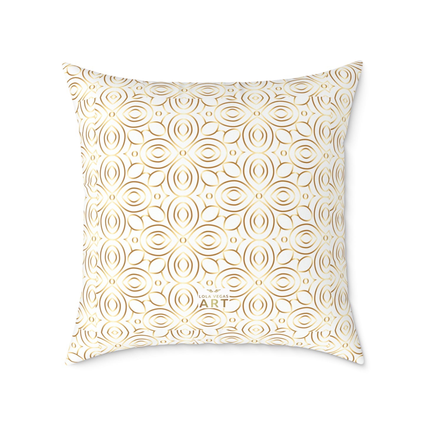 Neutral Floral Medallion Square Poly Canvas Pillow | Beige Boho Pattern