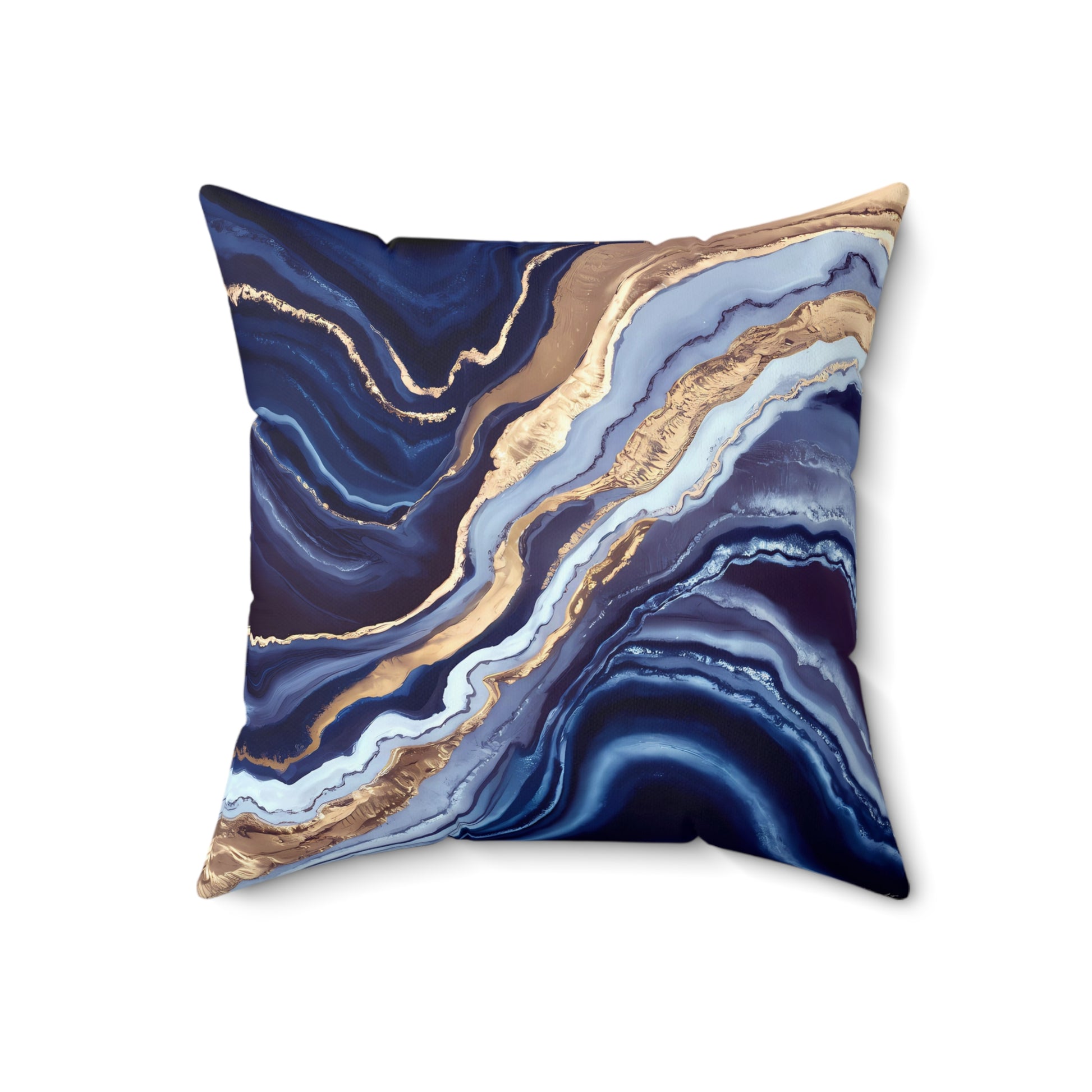 Geode Layers Square Pillow, Blue White Gold Abstract Natural Beauty Home Decor, Throw Pillow, Accent Pillow, Living Room Decor, Bedroom - LOLA VEGAS ART