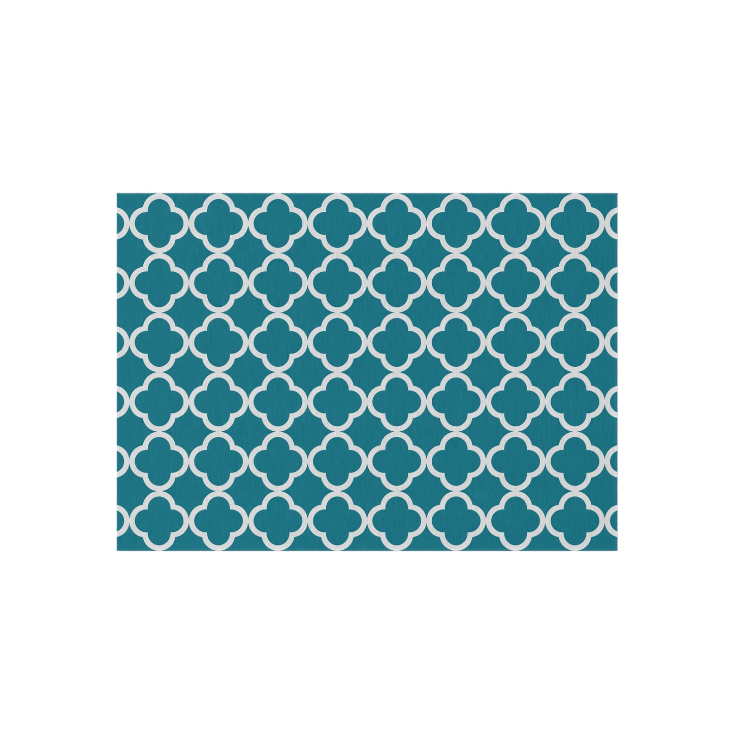Teal Quatrefoil Outdoor/Indoor Rug | Patterned Patio Mat
