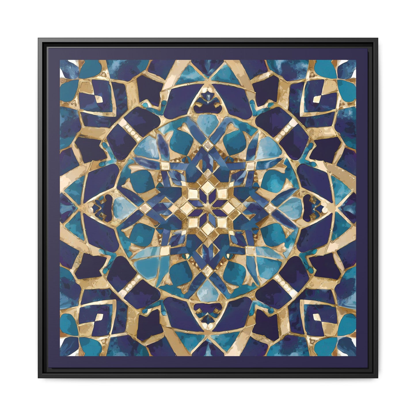 Framed Blue Moroccan Mosaic Wall Art — Matte Canvas Print
