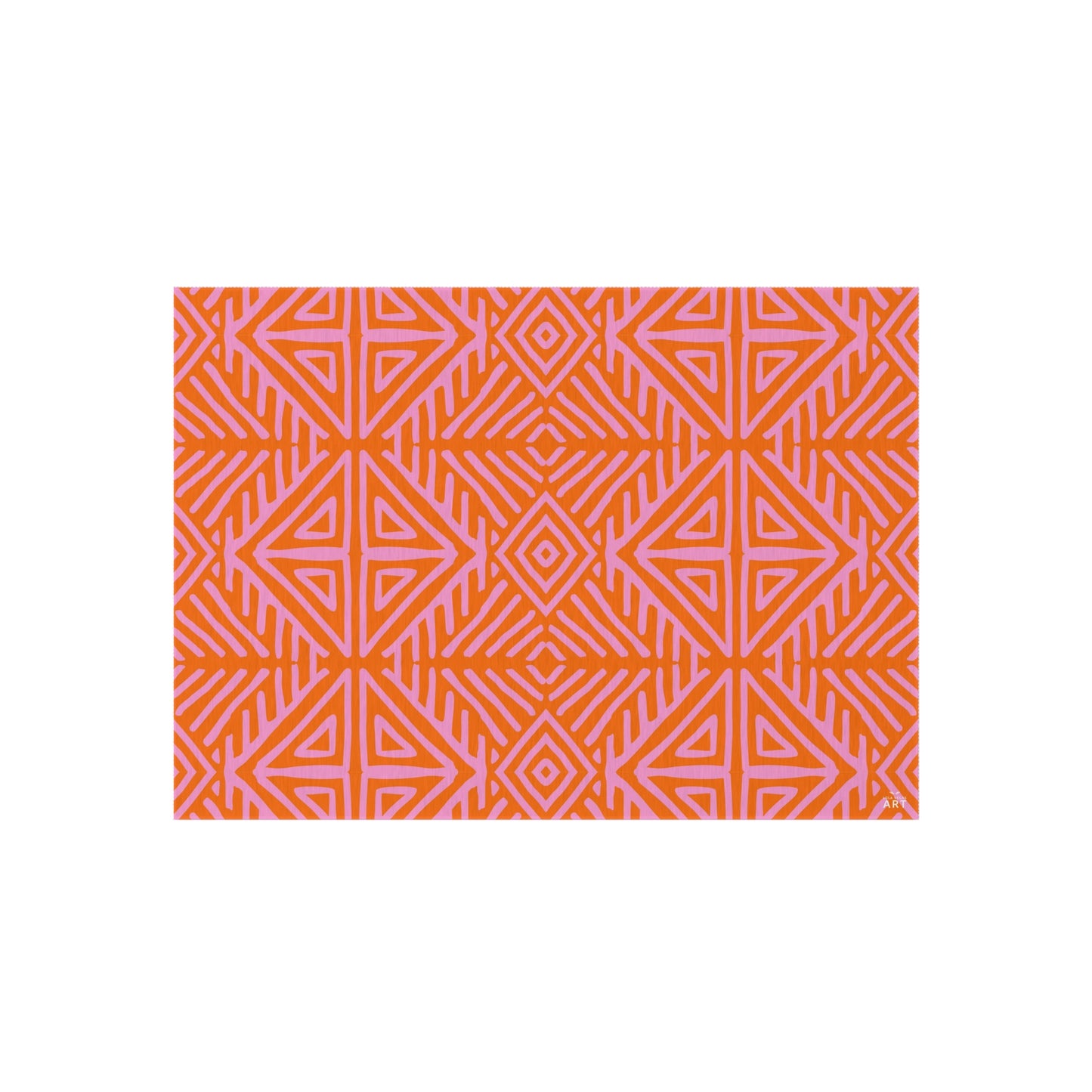 Orange and Pink Geometric Tribal Pattern Outdoor Rug | Water-Resistant Patio Mat