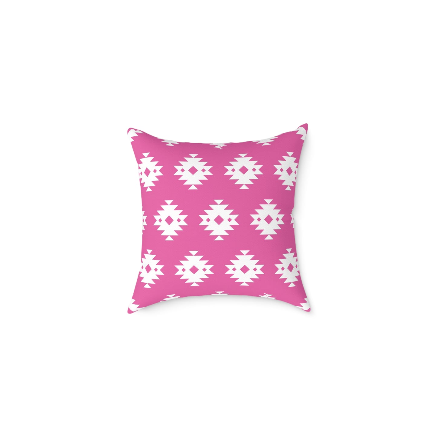 Pink White Boho Aztec Diamond Pattern Pillow | Square Throw Pillow