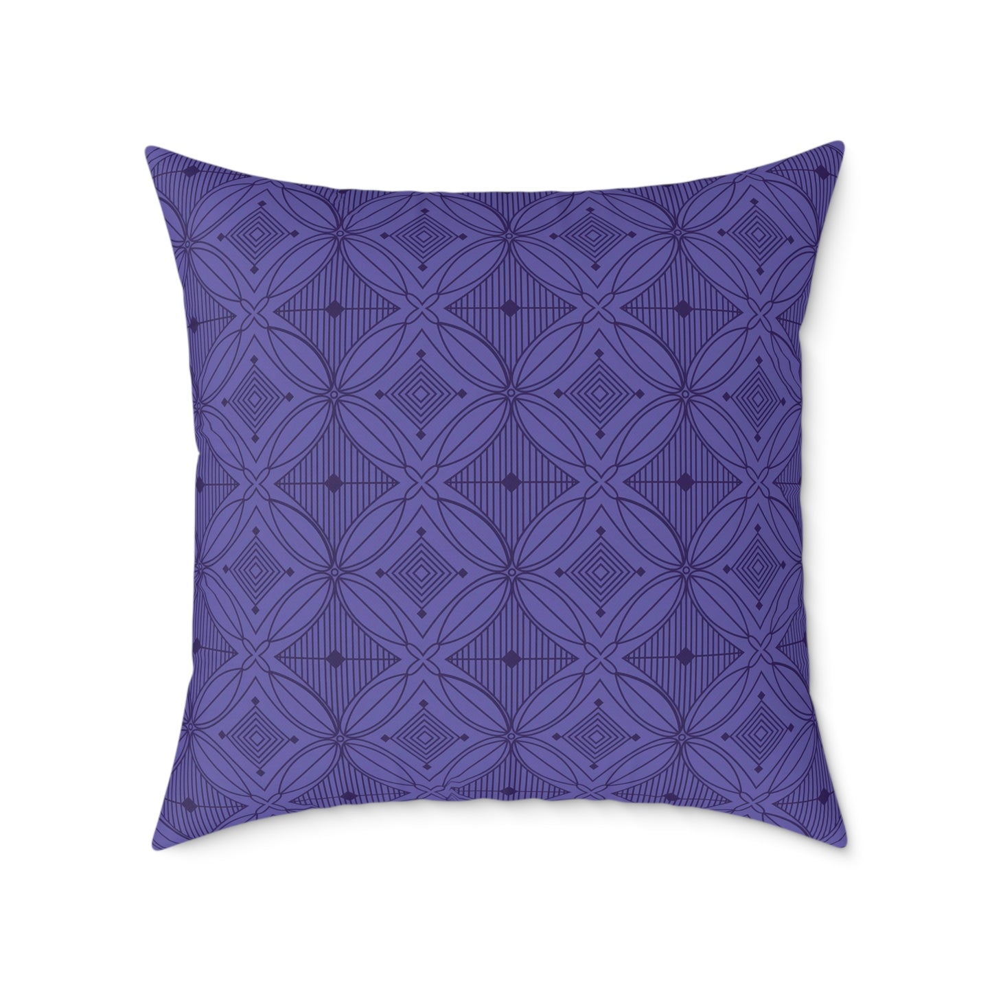 Geometric Mosaic Pattern Square Poly Canvas Pillow | Purple Tile Design