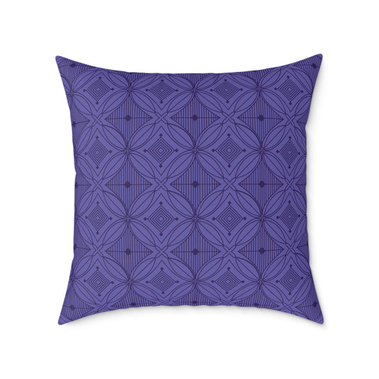 Geometric Mosaic Pattern Square Poly Canvas Pillow | Purple Tile Design