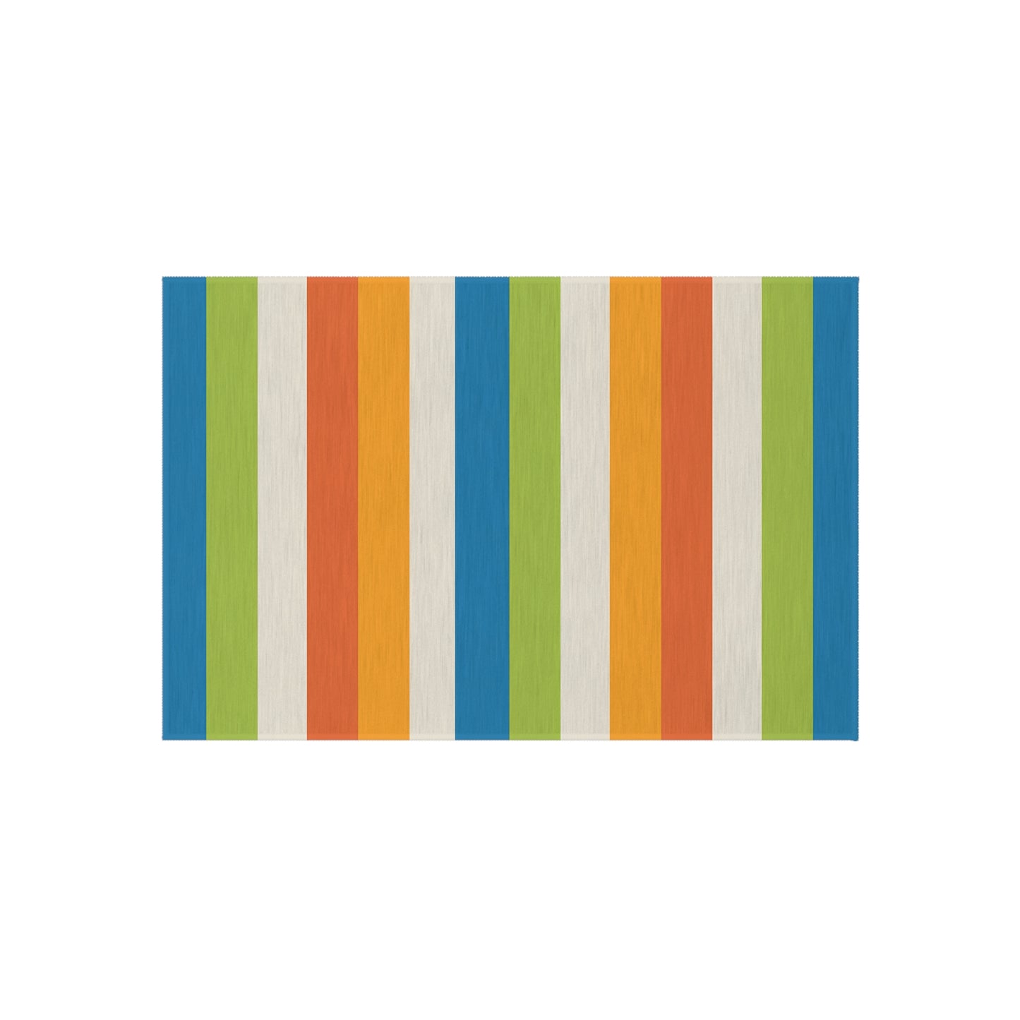 Colorful Vertical Stripes Outdoor/Indoor Rug | Patio Mat, Blue Orange Green