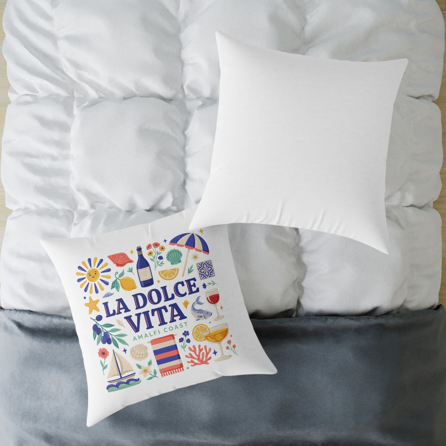 La Dolce Vita Amalfi Coast Square Pillow | Italian Summer Coastal Decor