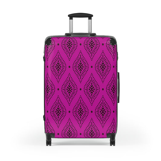 Deep Fuchsia and Black Paisley Pattern Suitcase | Boho Luggage Style