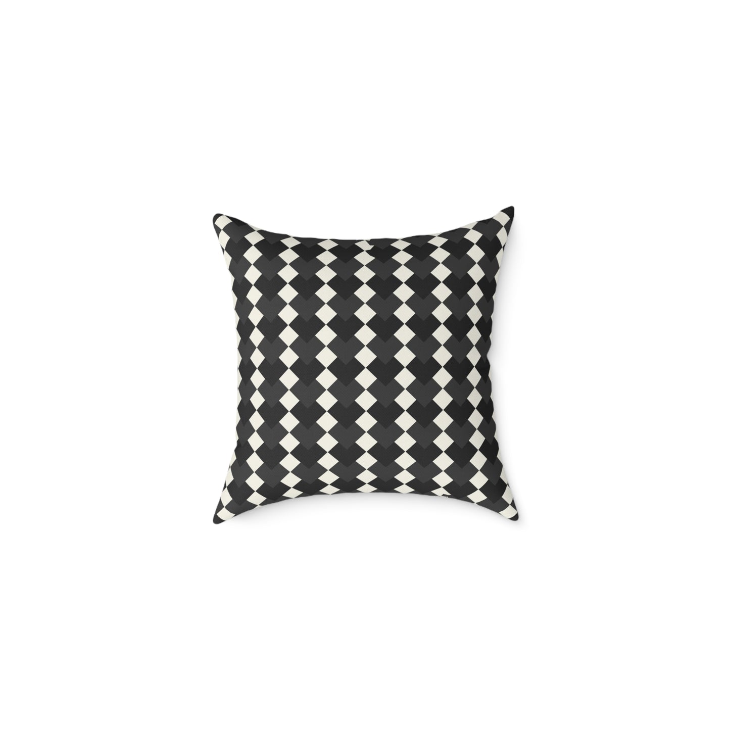 Black White Harlequin Diamond Pattern Pillow | Square Poly Canvas Pillow