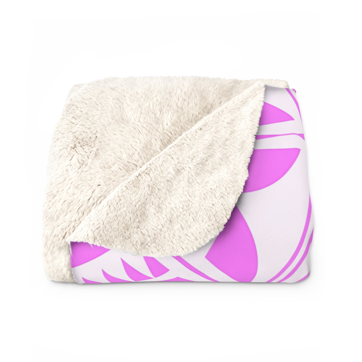 Pink White Mandala Pattern Sherpa Blanket Boho Geometric Throw