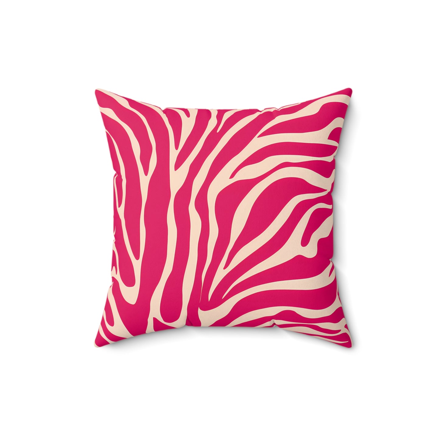 Zebra Print Square Pillow, Red Pink Luxury Home Decor Cushion, Animal Print Glamorous Throw Pillow, Off-White Decorative Pillow, Spun - LOLA VEGAS ART