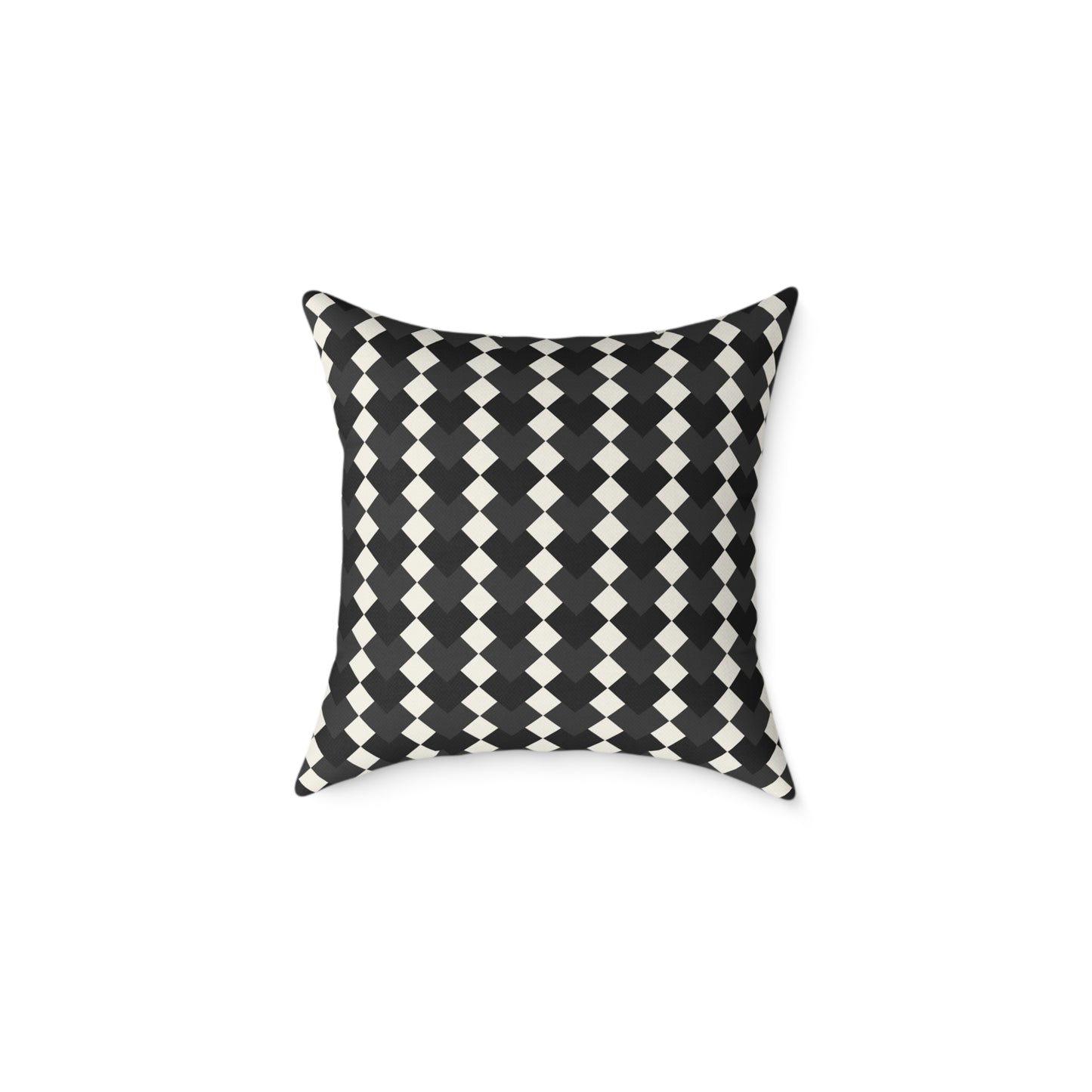 Black White Harlequin Diamond Pattern Pillow | Square Poly Canvas Pillow