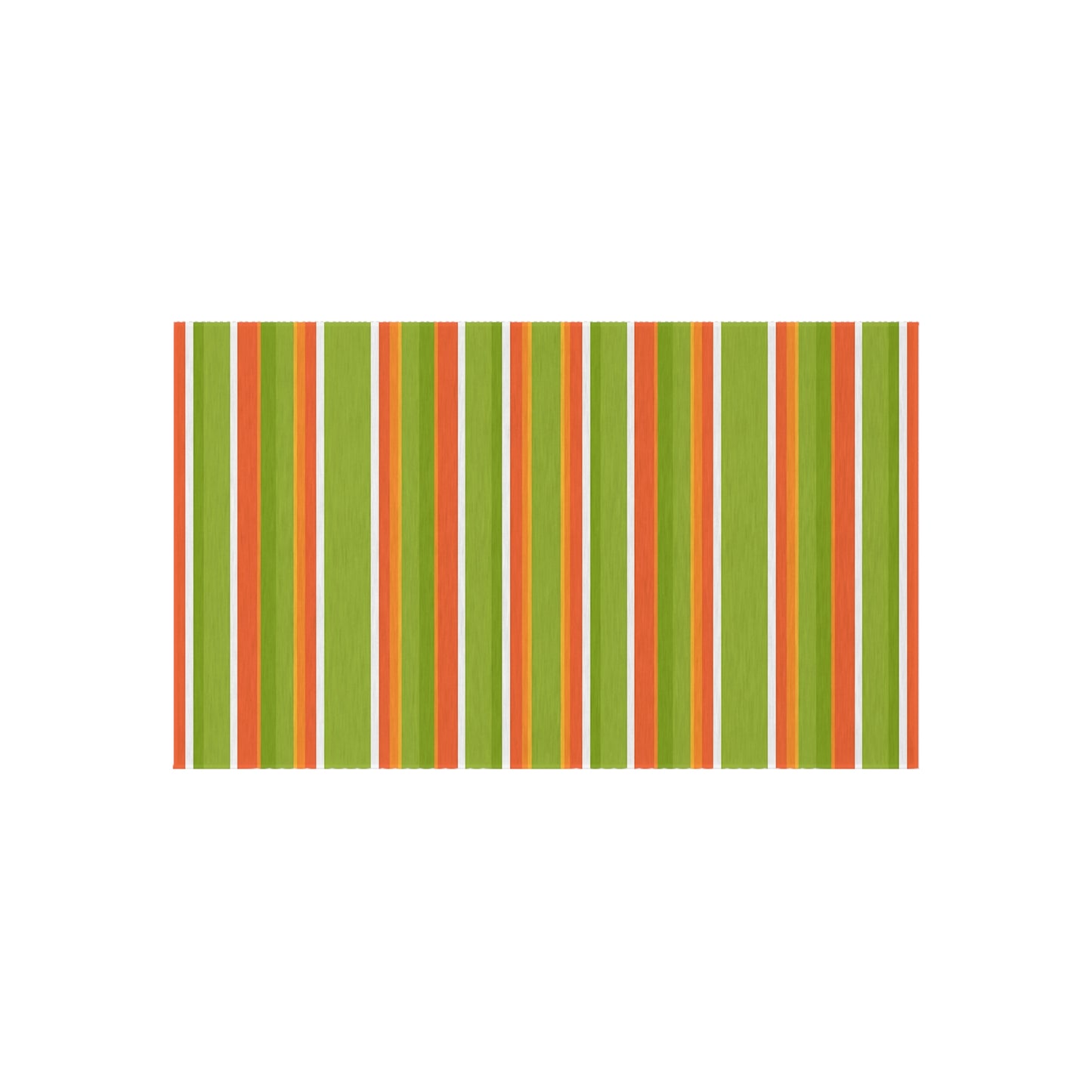 Bright Orange Green Striped Outdoor/Indoor Rug