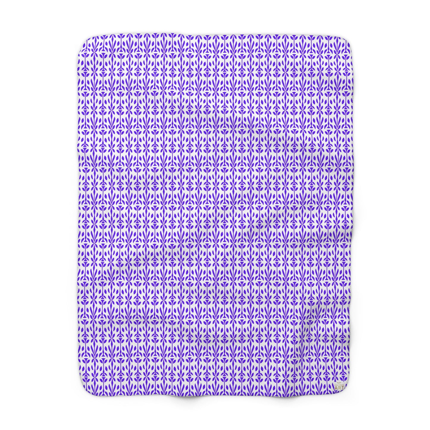 Purple Floral Tile Sherpa Blanket | Reversible Fleece Throw,  Perfect Gift for Home Decor, Living Room Throw, Soft Blanket for All