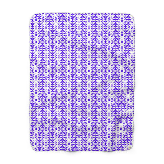 Purple Floral Tile Sherpa Blanket | Reversible Fleece Throw,  Perfect Gift for Home Decor, Living Room Throw, Soft Blanket for All