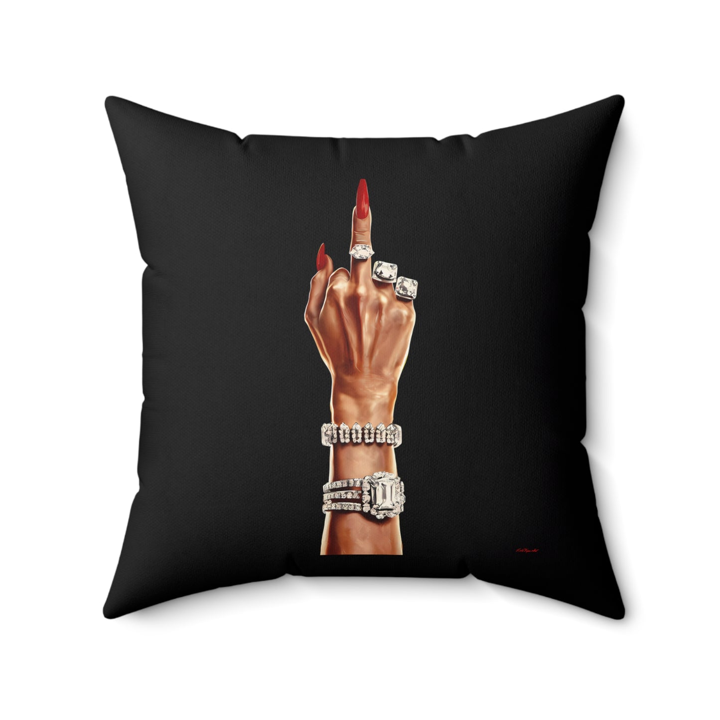 Feminist Pillow, Empowerment Cushion, Female Power Decor, Glamorous Woman Design, Square Throw Pillow, Diamond Ring, Bracelet, Girl Power