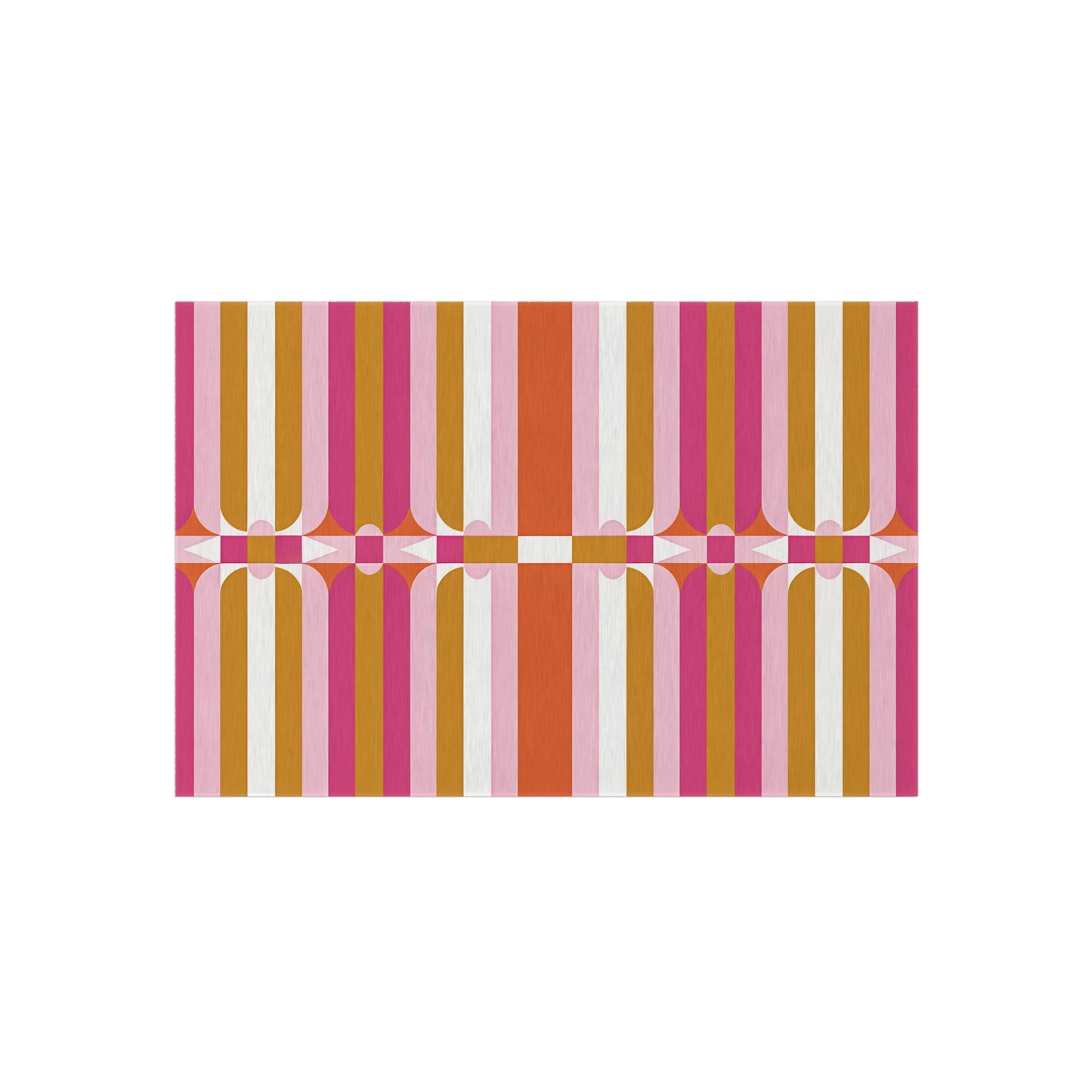 Retro Geometric Stripes Outdoor Rug | Pink Orange Mustard