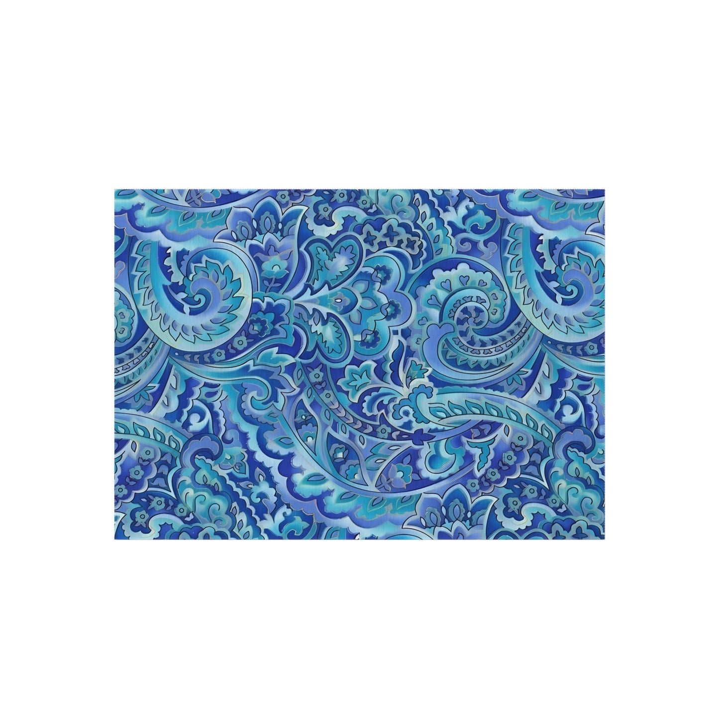Blue Paisley Pattern Outdoor/Indoor Rug | Waterproof Patio Mat