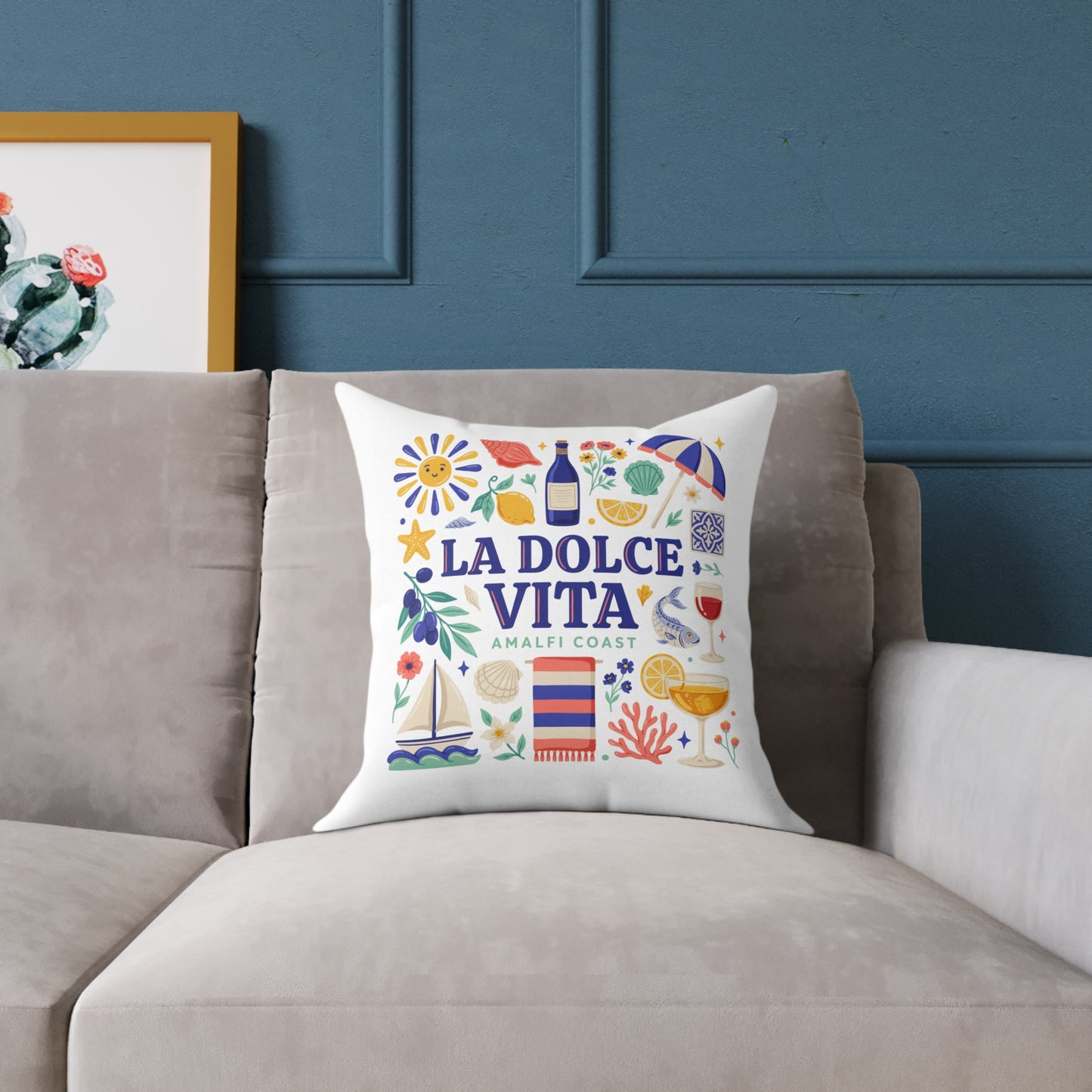 La Dolce Vita Amalfi Coast Square Pillow | Italian Summer Coastal Decor