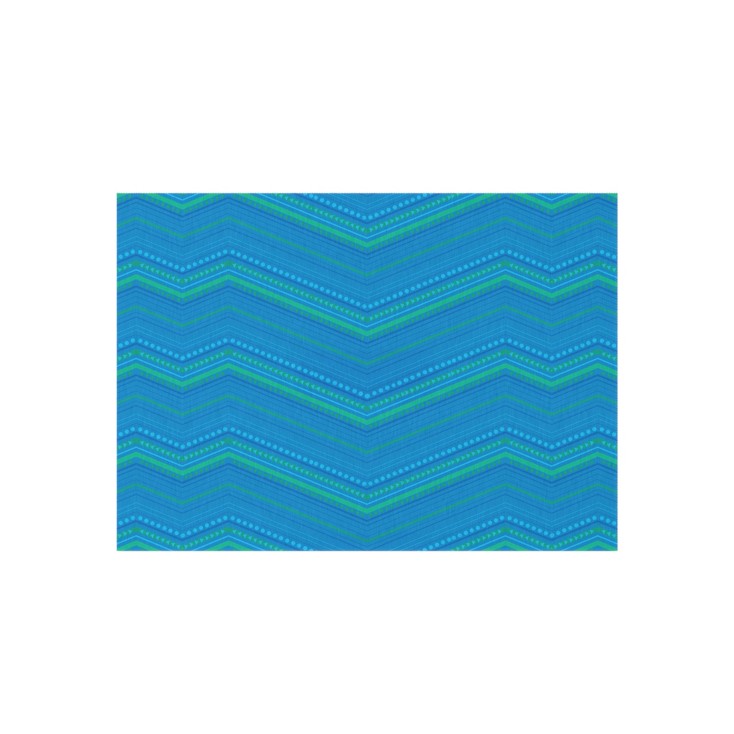 Blue Green Chevron Pattern Outdoor/Indoor Rug | Striped Zigzag Patio Mat