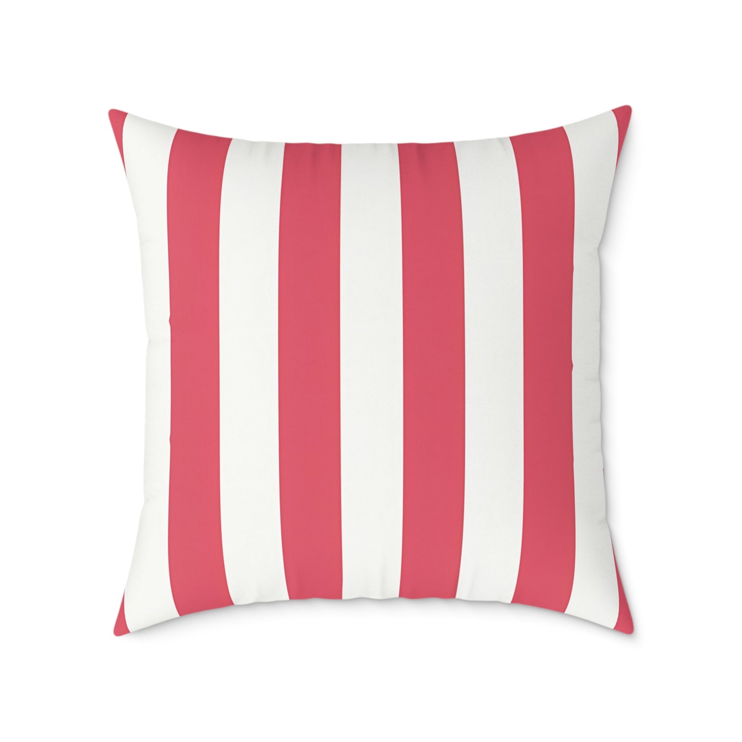 Red and White Vertical Stripes Pillow | Nautical Coastal Decorative Cushion