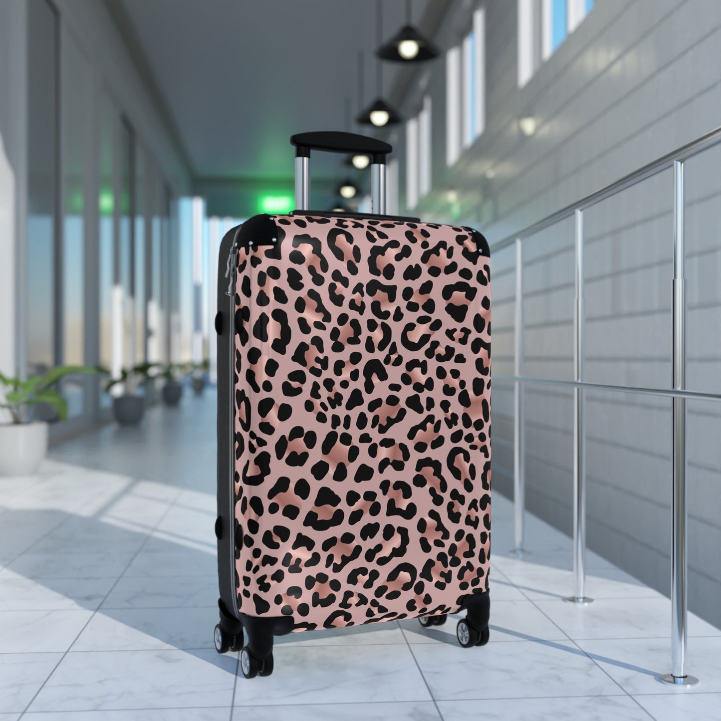 Suitcase, Luggage, Travel Bag, Suitcase for Women, Leopard Print Suitcase, Pink and Black Luggage, Glam Traveler Gift, Luxury Suitcase,