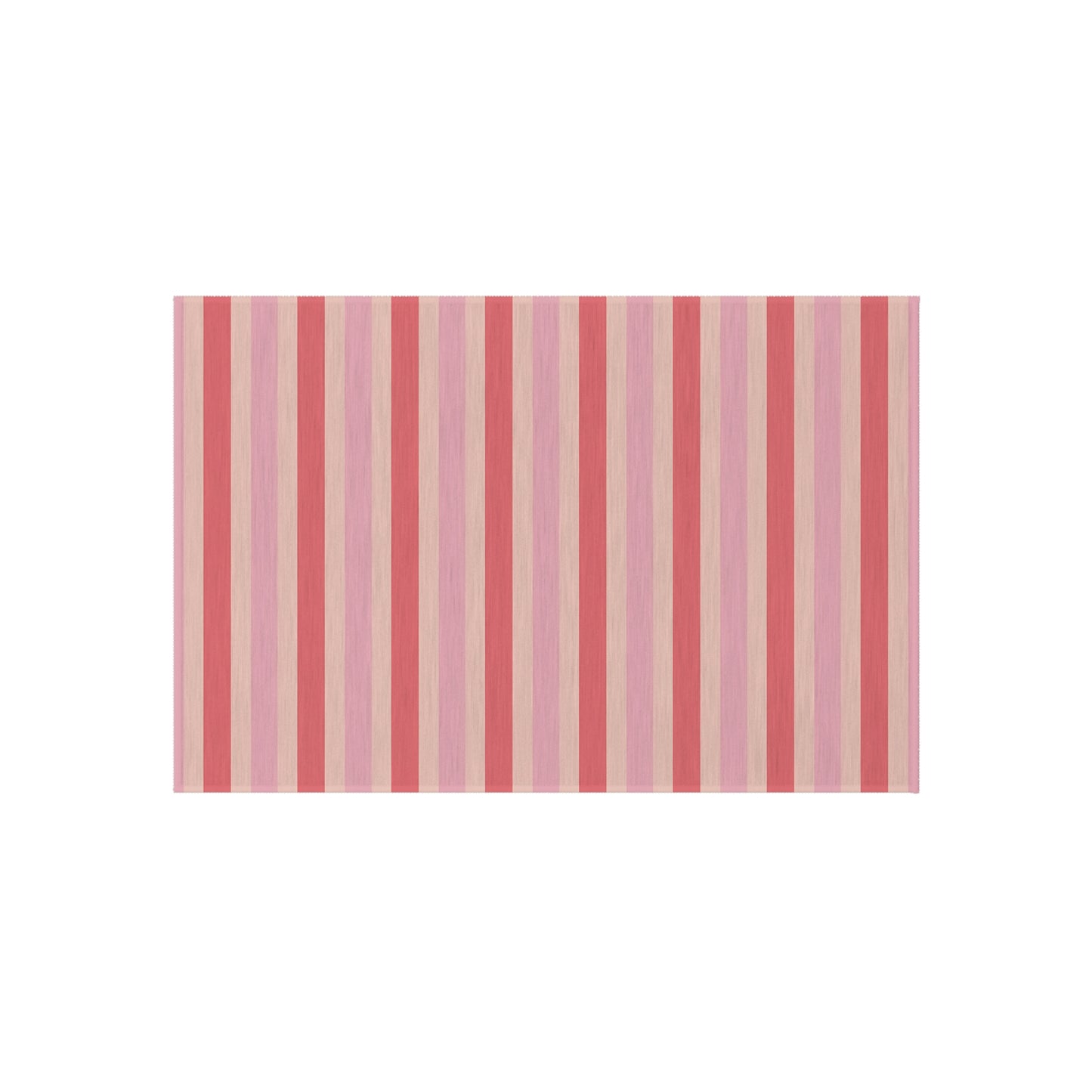 Coral Pink Beige Striped Pattern Outdoor Rug | Patio Mat, Fade-Resistant Stripes