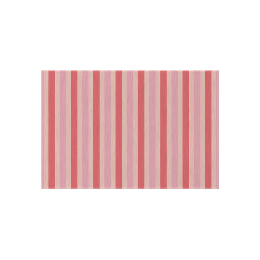 Coral Pink Beige Striped Pattern Outdoor Rug | Patio Mat, Fade-Resistant Stripes