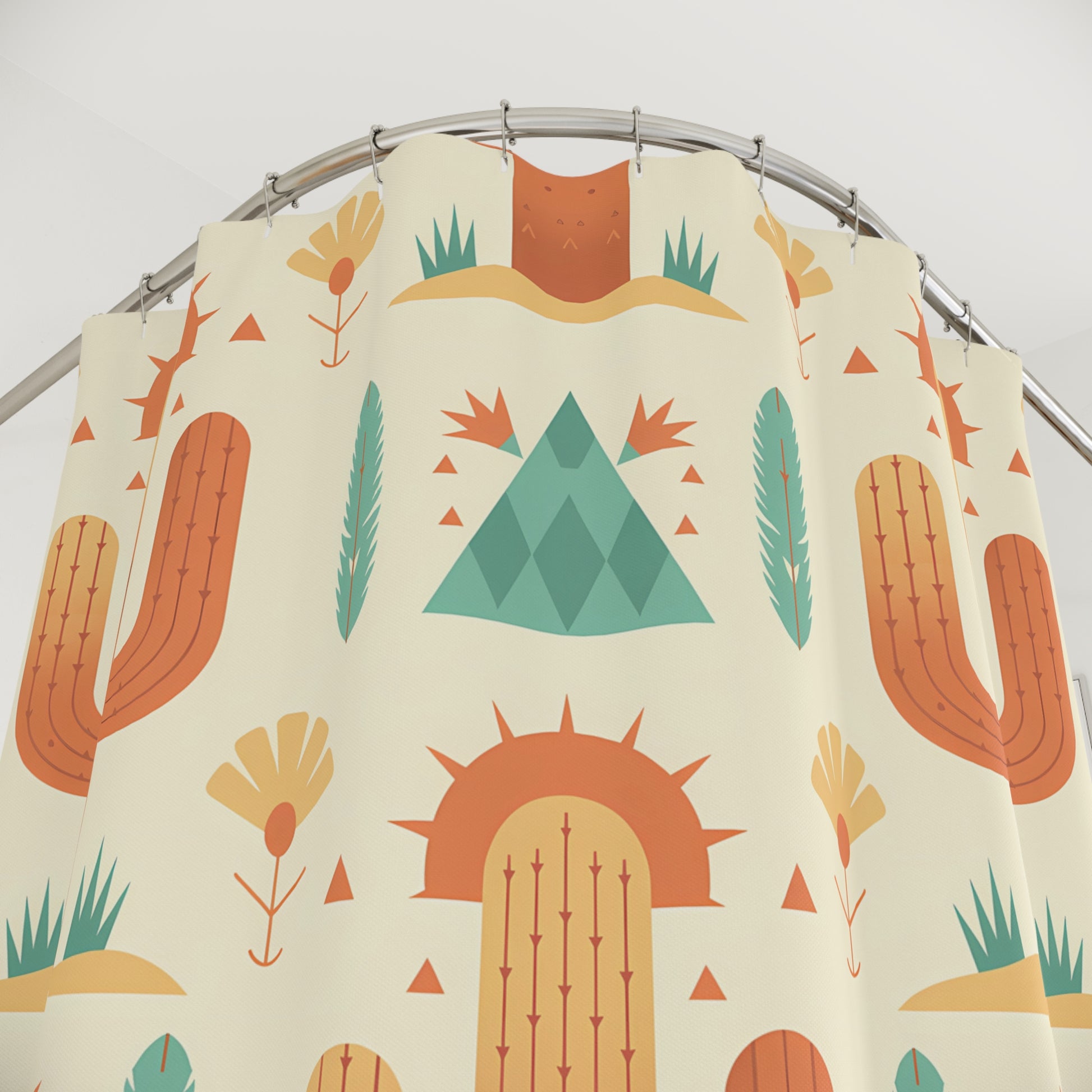Boho Cactus Shower Curtain, Southwest Style Bathroom Decor, Nature Inspired Home Accessory, Ideal for Modern Farmhouse, Gift Idea - LOLA VEGAS ART
