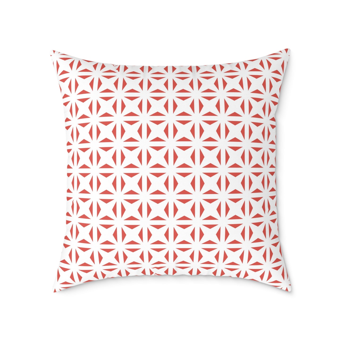 Geometric Starburst Pattern Square Pillow | Red White Canvas Throw Pillow, Modern Home Accent, Gift for Housewarming, Sofa Decor,