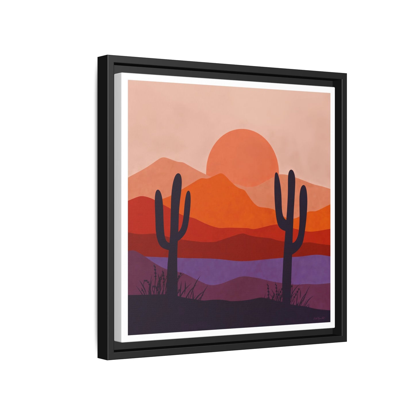 Desert Sunset Framed Canvas Art, Boho Home Decor, Nature Wall Art, Cactus Print, Warm Colorful Wall Decor, Housewarming Gift - LOLA VEGAS ART