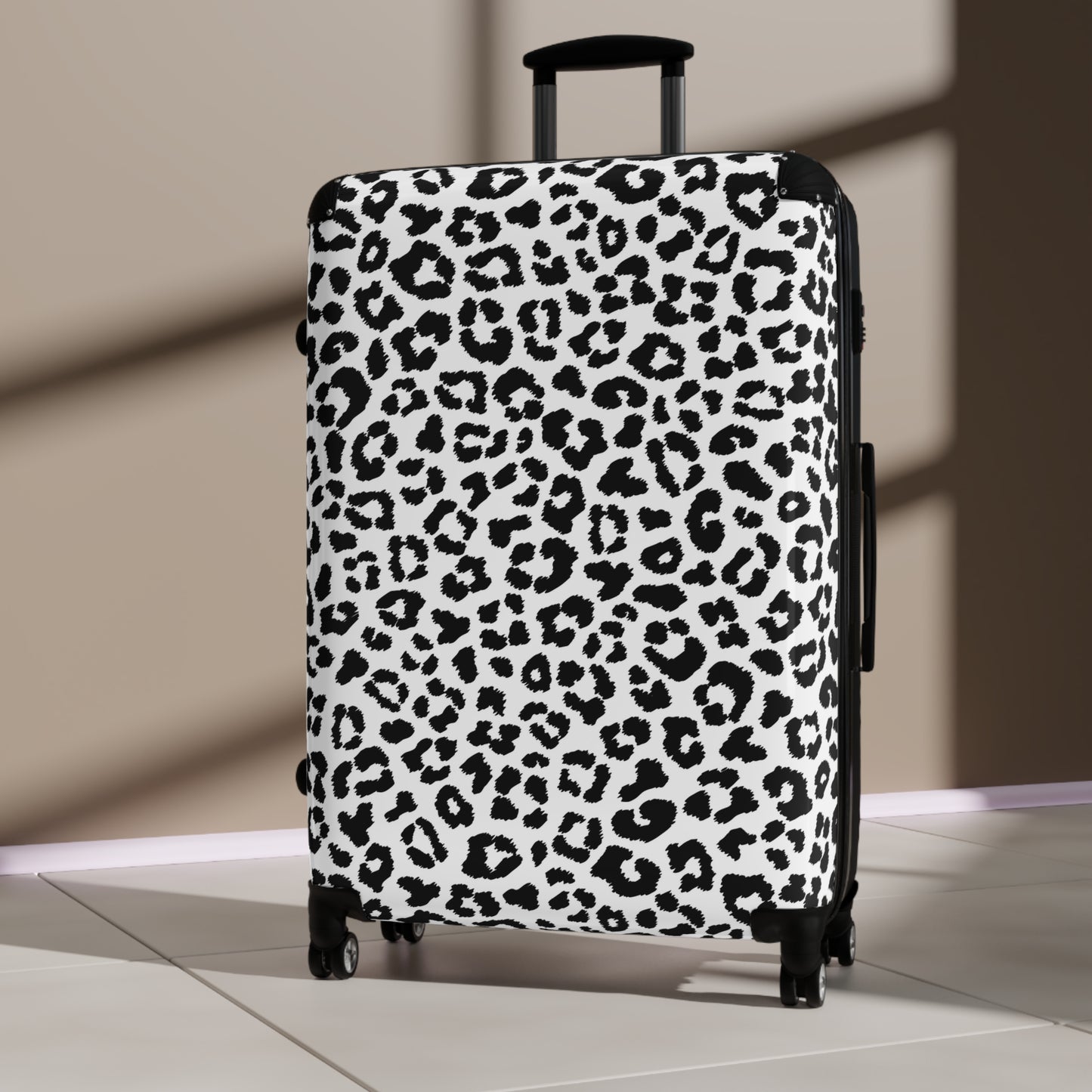 Black White Leopard Print Suitcase | Animal Print Luggage