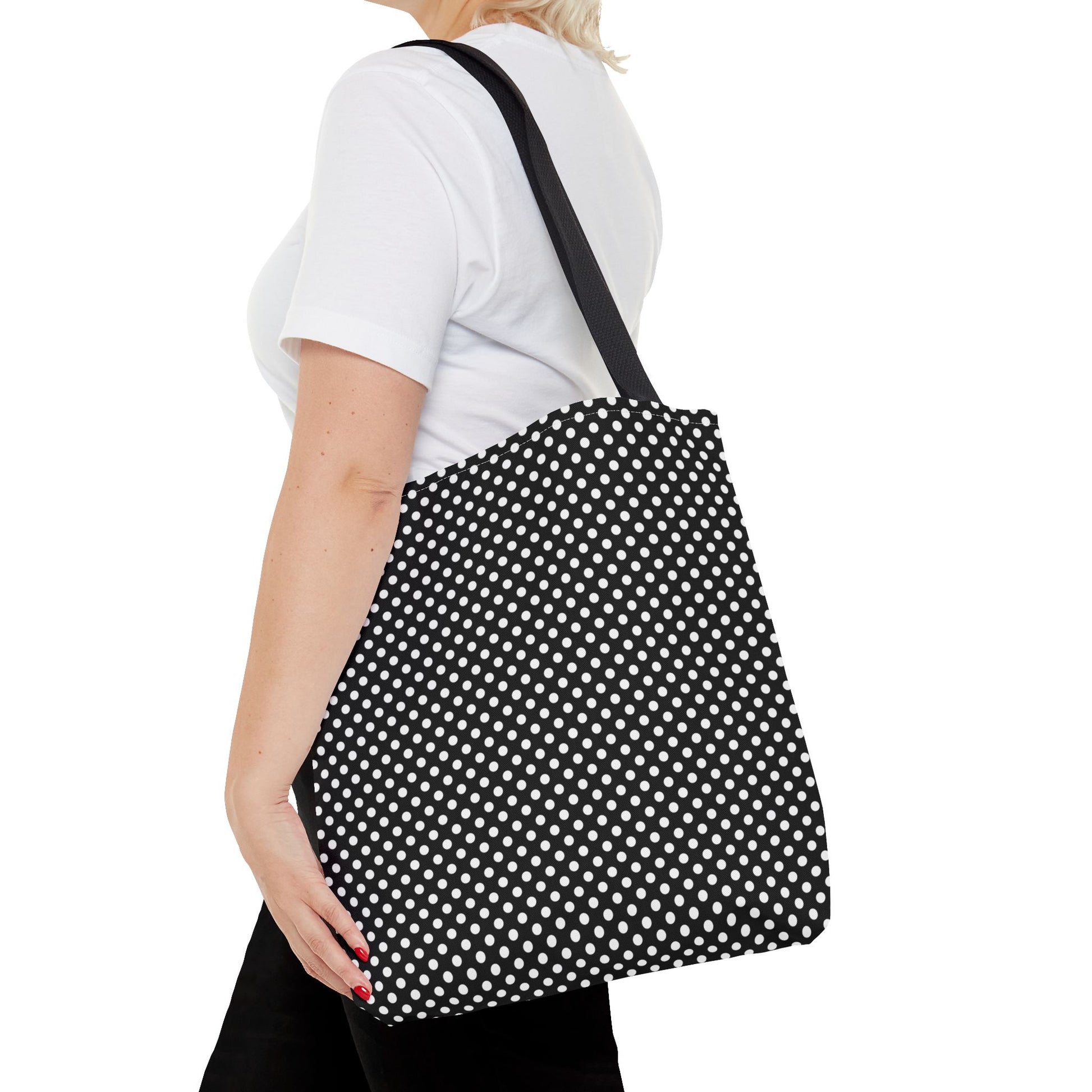 Classic Black and White Polka Dot Tote Bag - Versatile Canvas Bag for Shopping, Beach, Gym, Travel, Everyday Use, Eco-Friendly Bag - LOLA VEGAS ART