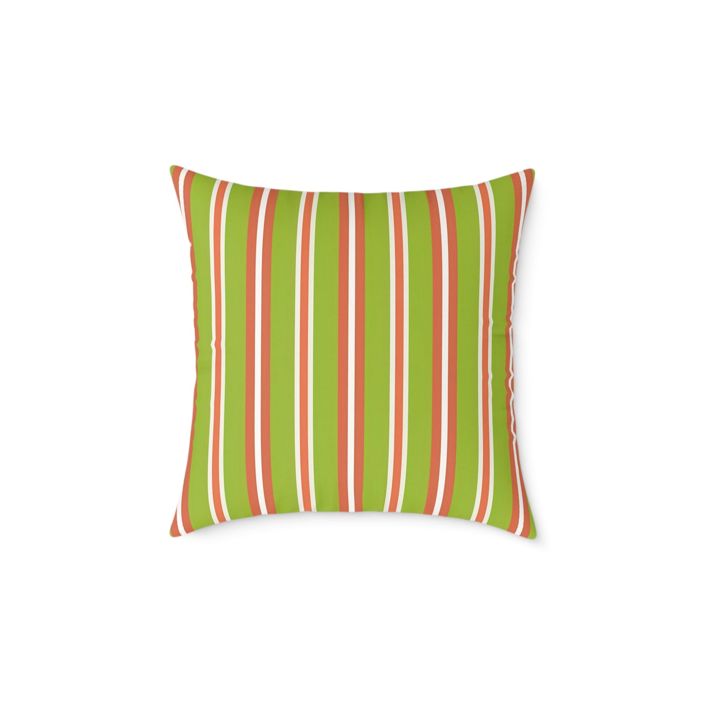 Green Orange Stripe Square Pillow | Canvas Throw , Retro Stripes