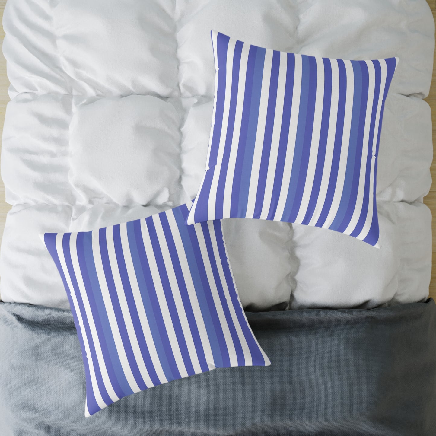Periwinkle Purple White Vertical Stripe Pillow | Coastal Nautical Cushion Cover