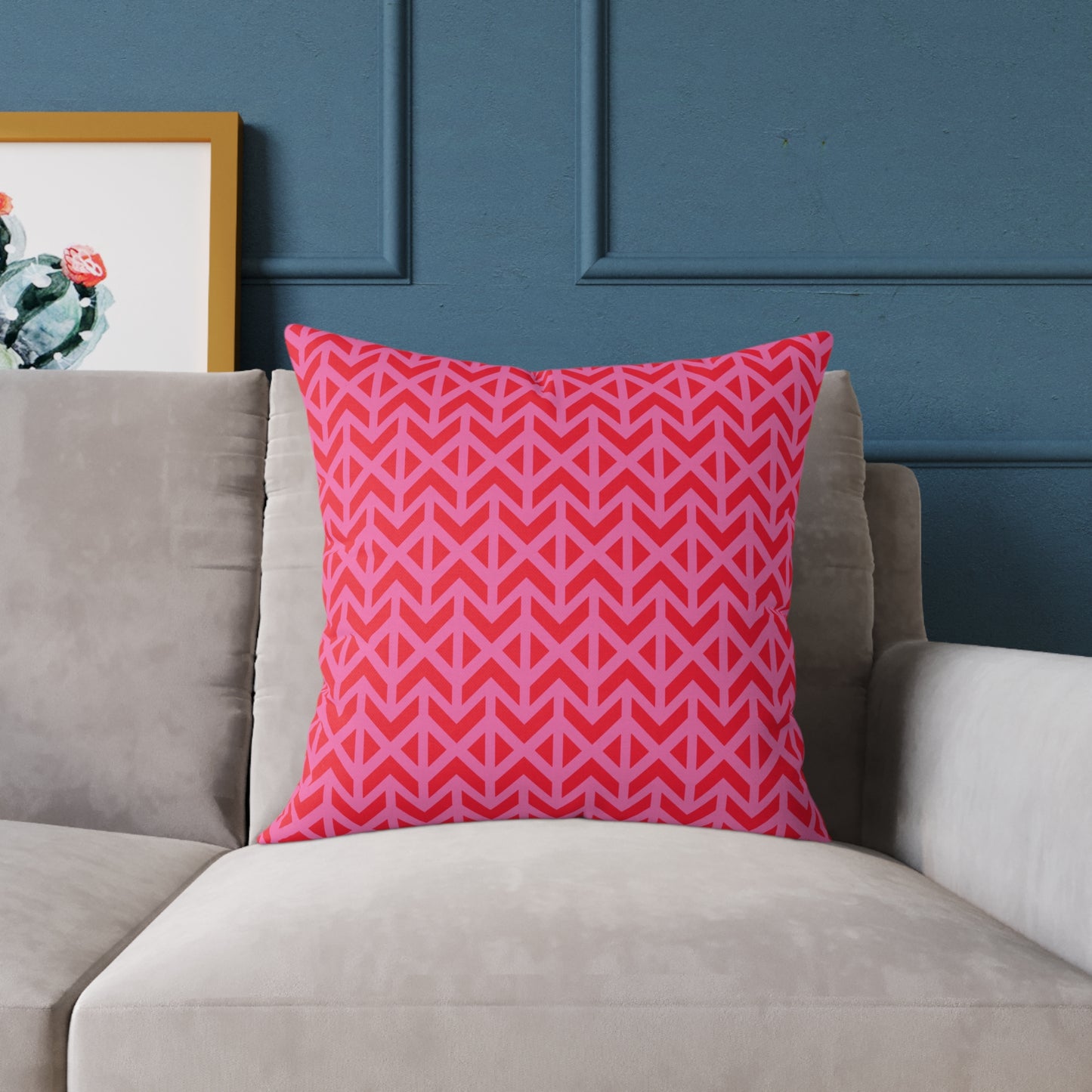 Pink Red Chevron Pattern Square Pillow | Geometric Throw Pillow