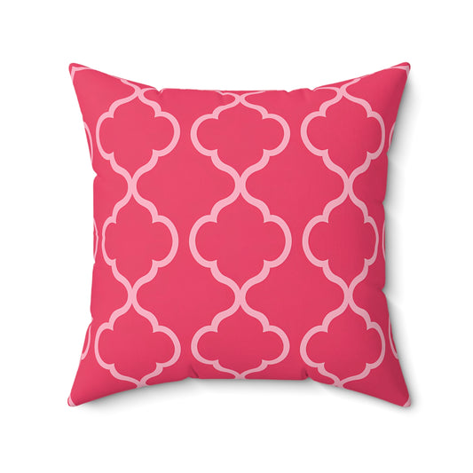 Chic Pink Patterned Pillow - Modern Home Decor, Throw Cushion, Decorative Pillow, Sofa Accent, Gift for Her, Moroccan Quatrefoil - LOLA VEGAS ART