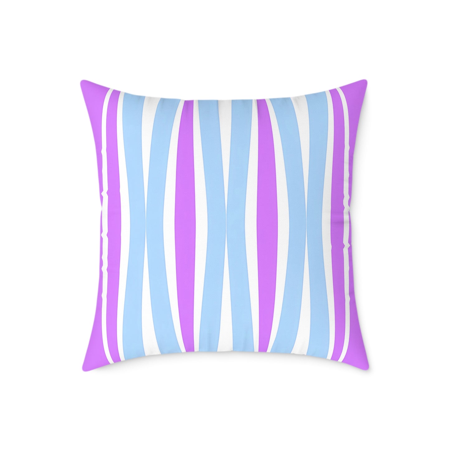 Pastel Wave Stripe Square Pillow | Blue Magenta Mid-Century Modern