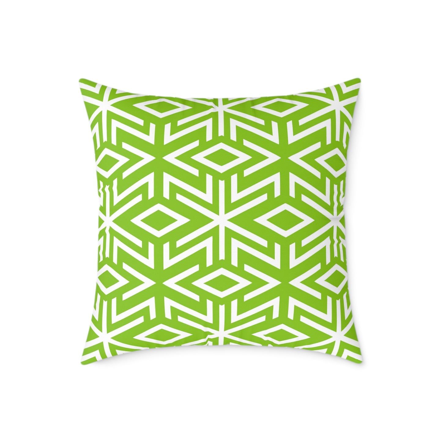 Green White Geometric Diamond Pattern Pillow | Square Throw Pillow,  Modern Home Decor, Couch Cushion, Gift for Homewarming, Stylish Accent Pillow