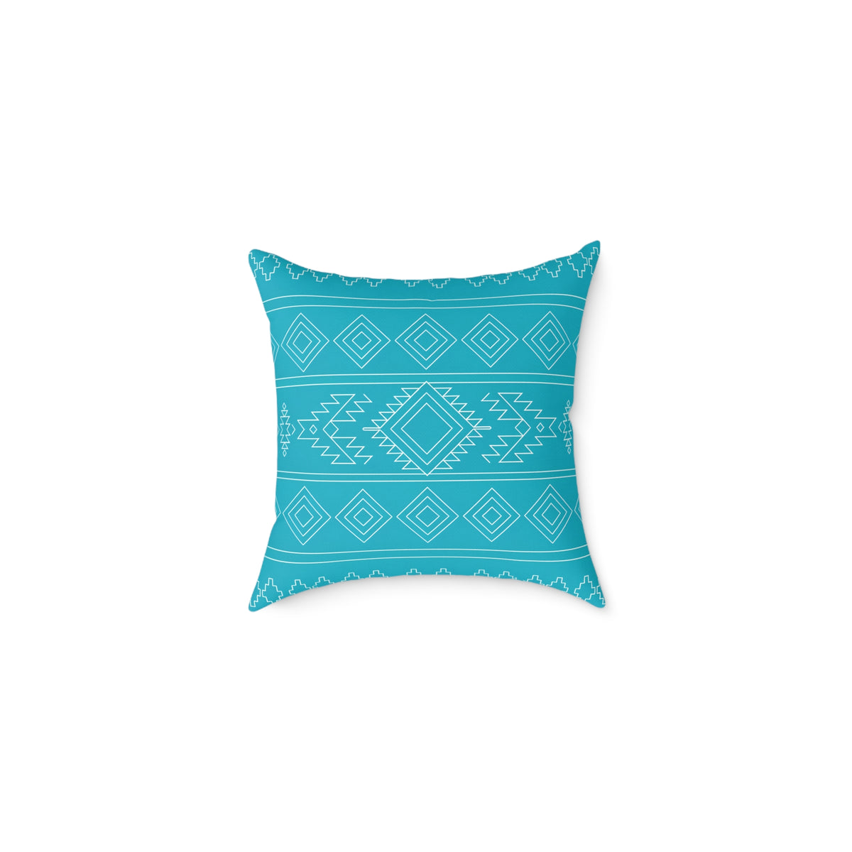 Aztec Diamond Pattern Square Poly Canvas Pillow | Turquoise Geometric Throw Pillow
