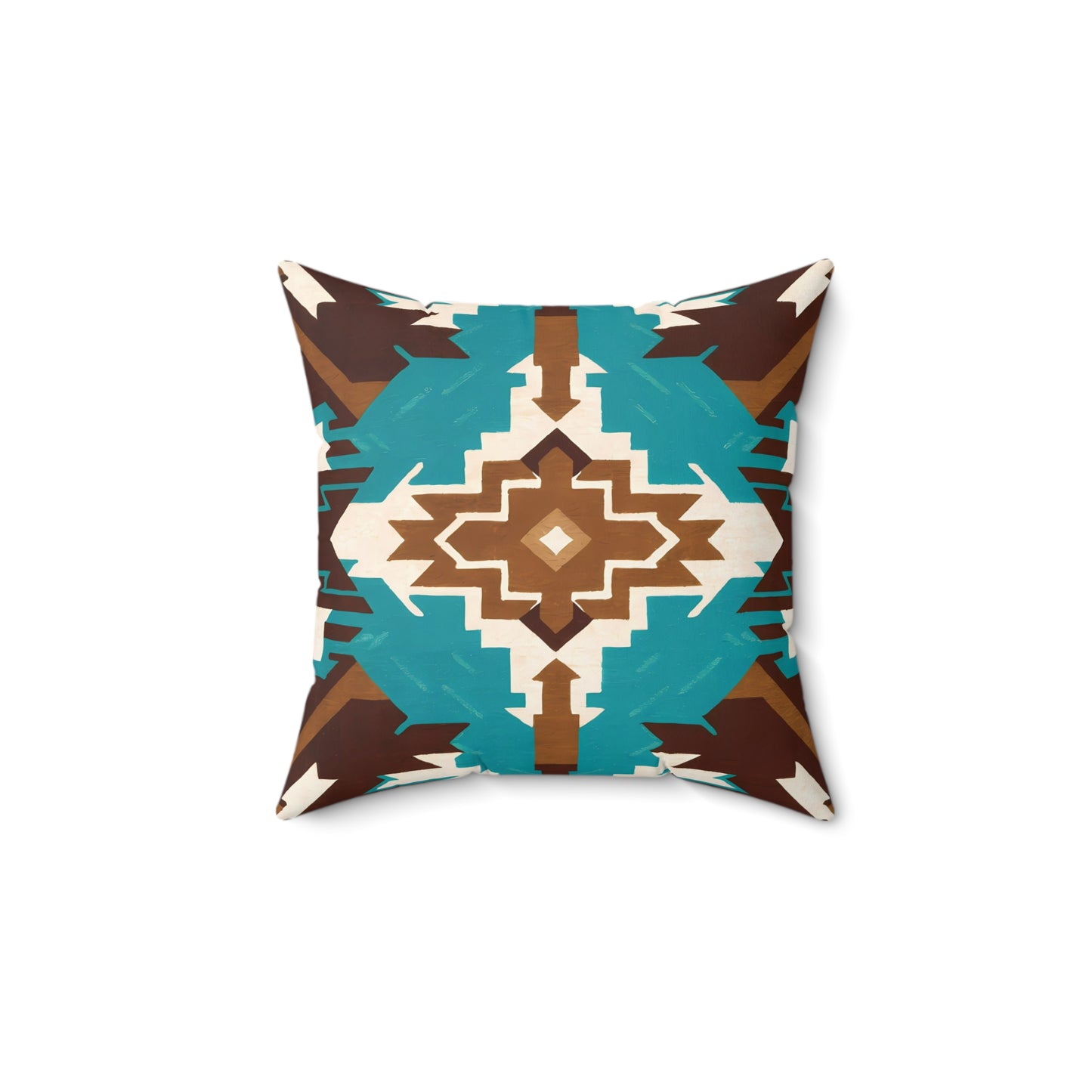 Square Pillow Ethnic Southwest Native American Boho Home Decor Brown Turquoise