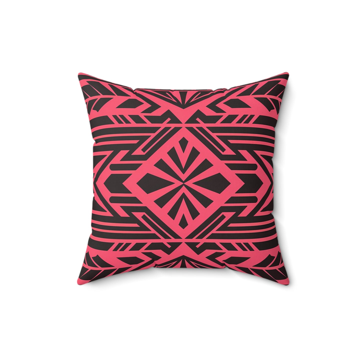 Boho Tribal Square Pillow, Pink Red Southwestern Decorative Cushion, Eclectic Throw Pillow, Black Bohemian Pillowcase, Home Accent - LOLA VEGAS ART