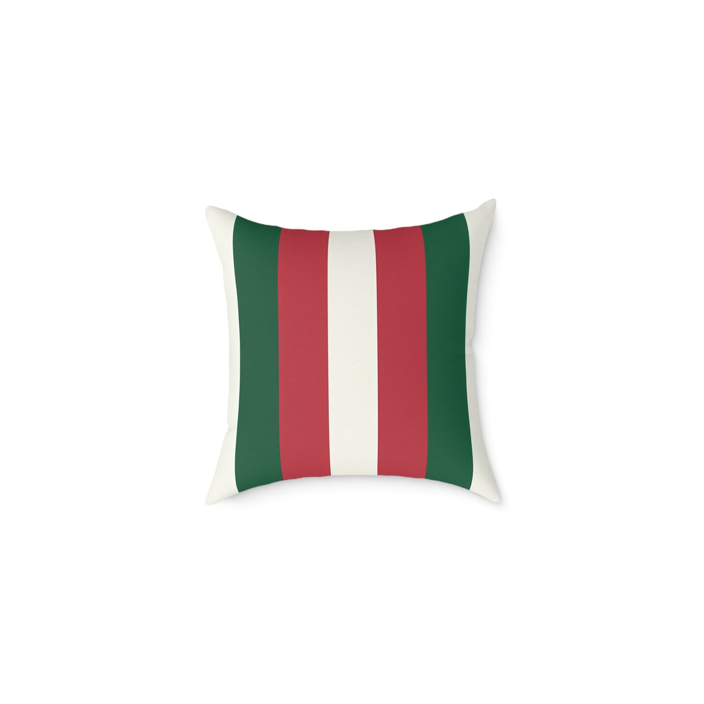 Green Red White Stripe Pillow | Square Poly Canvas Pillow