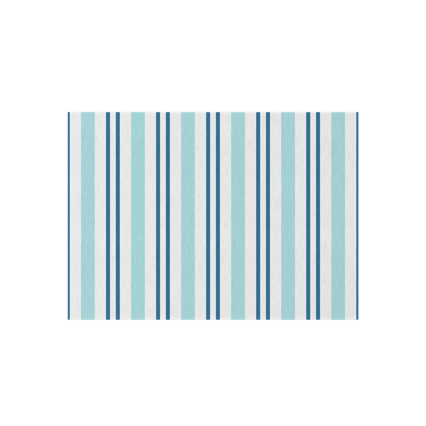 Blue White Striped Coastal Pattern Outdoor Rug | Patio Mat