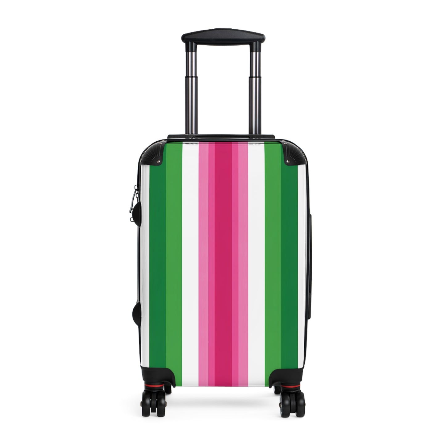 Pink & Green Stripe Suitcase | Vertical Color Block Luggage