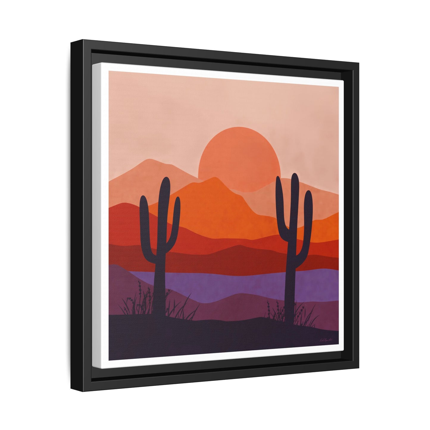 Desert Sunset Framed Canvas Art, Boho Home Decor, Nature Wall Art, Cactus Print, Warm Colorful Wall Decor, Housewarming Gift - LOLA VEGAS ART