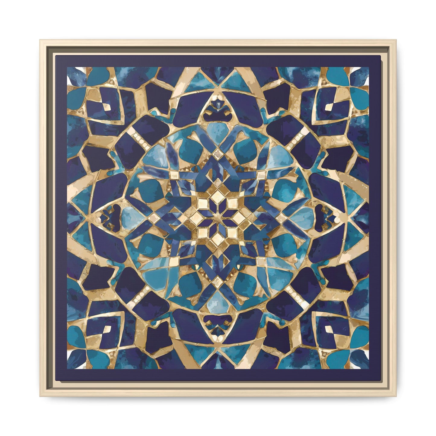 Framed Blue Moroccan Mosaic Wall Art — Matte Canvas Print