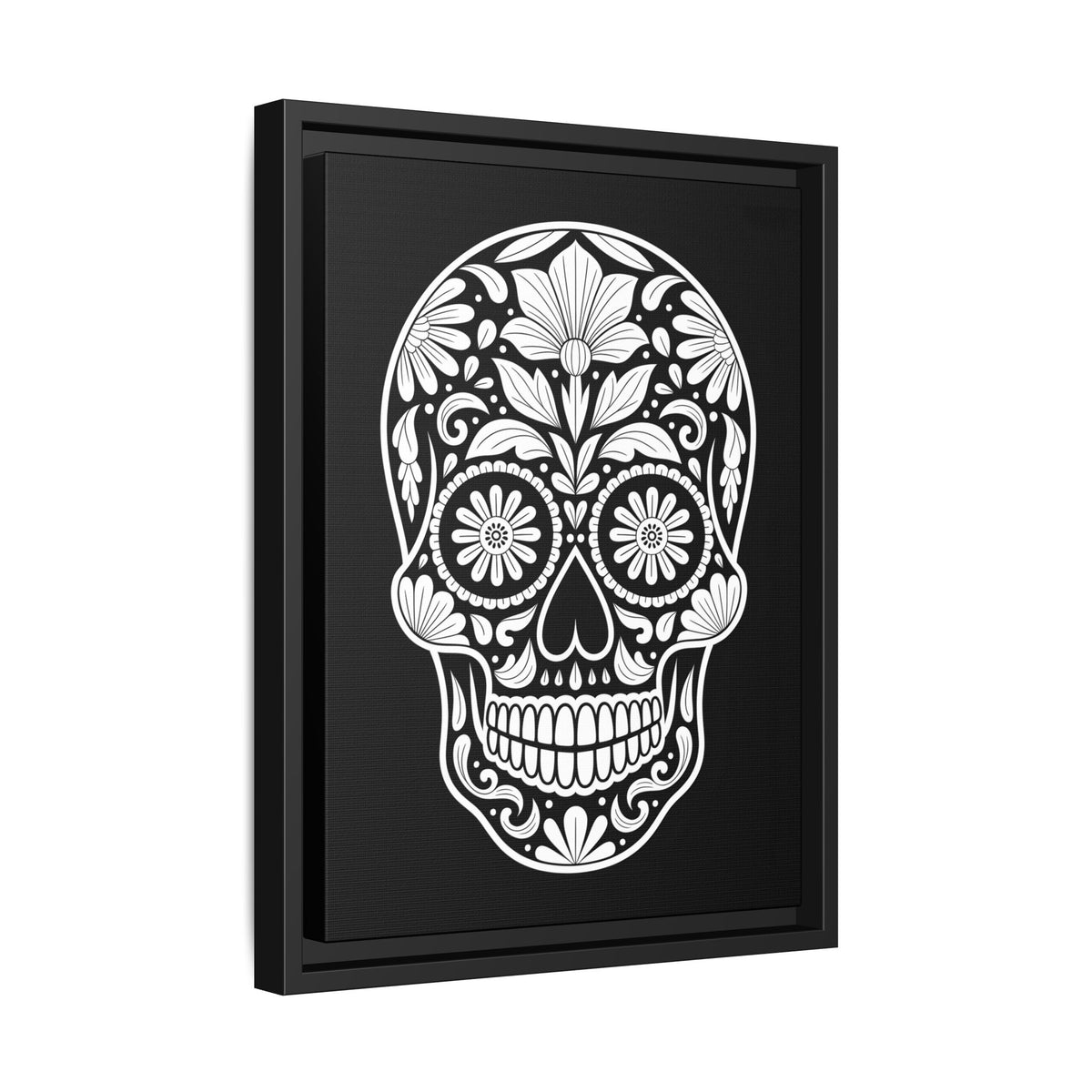 Sugar Skull Illustration Matte Canvas Framed | Day of the Dead Wall Art