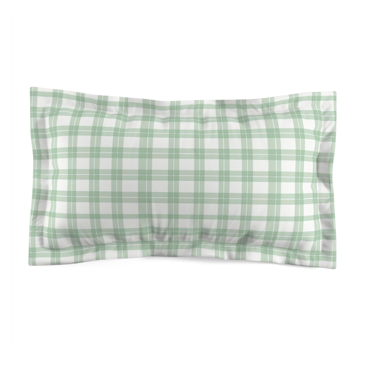 Sage Green White Plaid Microfiber Pillow Sham | Checked Bedding, Farmhouse Decor